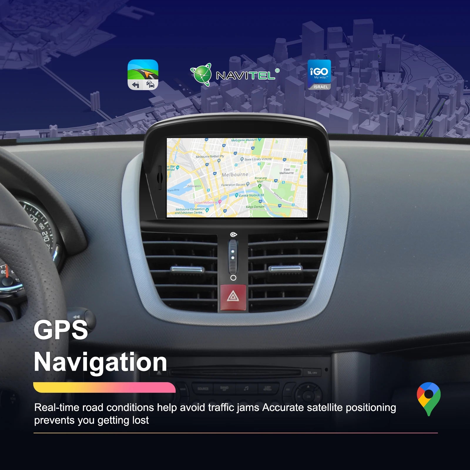Podofo 7'' Carplay  Android 2din Carplay Car Radio For Peugeot 207 2008-2014 Bluetooth GPS Navigation FM RDS Radio Receiver