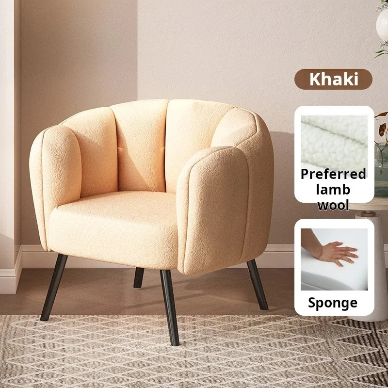 Nordic Lamb wool Single sofa chair relax armchair bubble Design waiting Makeup manicure dressing chair Living room furniture