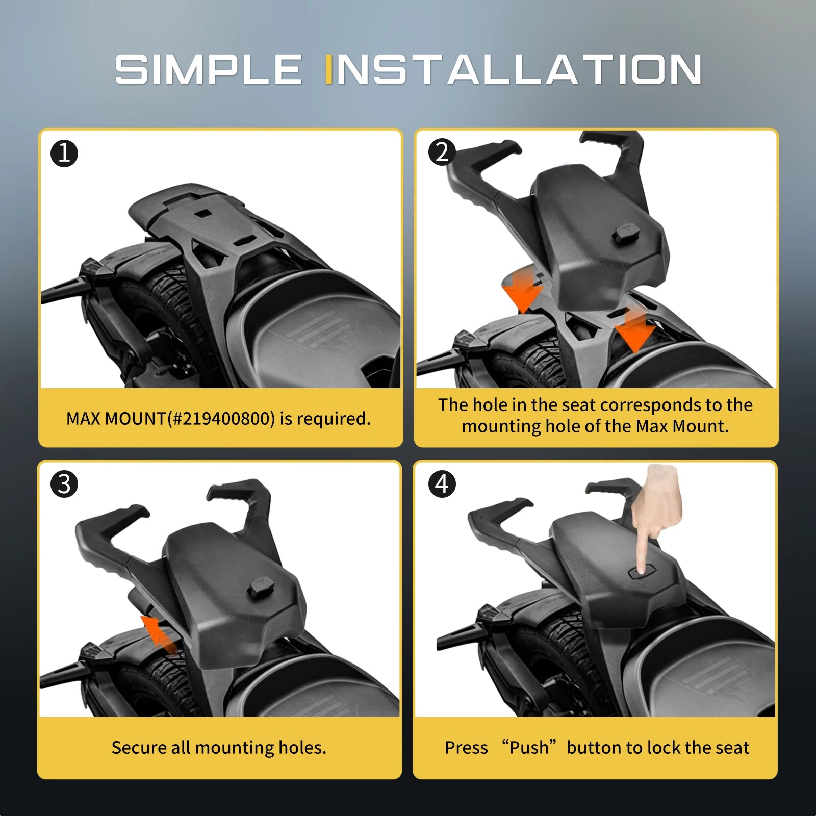 Ryker 900 rear passenger seat, Goldfire 2-Up Ryker rear passenger seat suitable for all Can AM Ryker models Replace 219400842