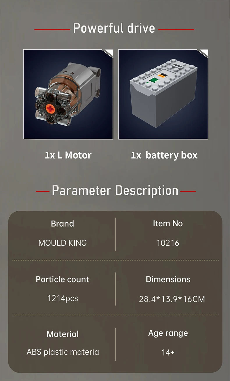 Mould King 10216 Technical Car Engine Toys The Motorized Turbojet Engine Building Block Assembly Engine Brick Kid Christmas Gift