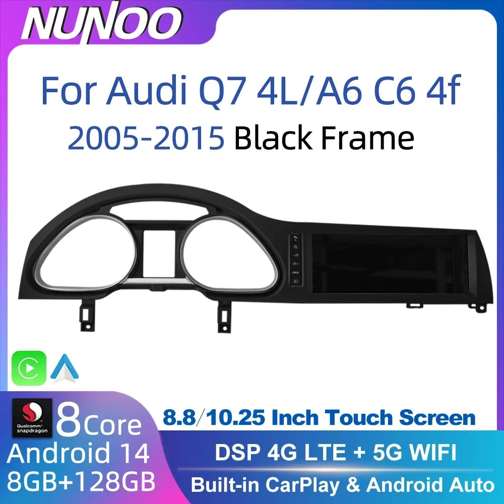 Android 14 Autoradio CarPlay pour Audi A6 C6 4f pour Audi Q7 4L 2005-2015 MMI 2G 3G GPS Lecteur Multimédia Voiture Stéréo Navi DSP