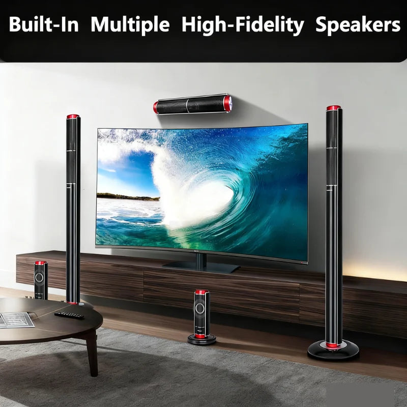 5.1 Home Theater Set 200W Peak Sound Box 8Ω HiFi Bluetooth Speaker 3-Way 3 Inch Active Audio Coaxial Optical USB For Home KTV