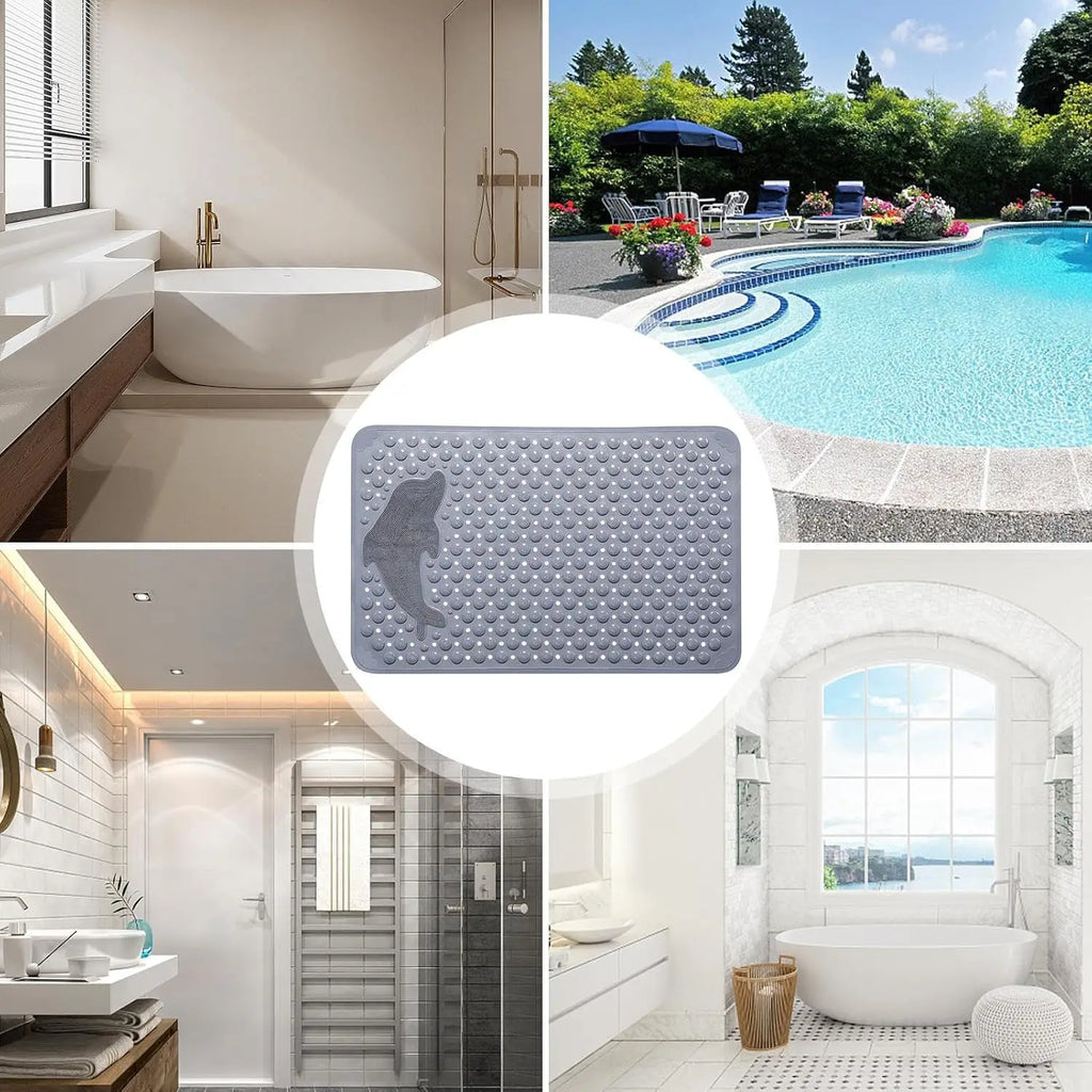 1pc Dolphin Rectangular Non-Slip Mat, 35*70cm PVC Anti-skip Bath Mats for Bathroom, Massage Bathtub Mat Safe Rugs Foot Mats