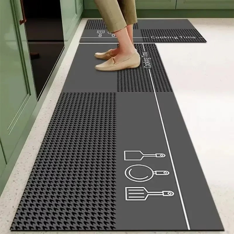 Kitchen Rug Pvc Waterproof Leather Carpet Black Long Floor Mat Non-slip Oil-proof Home Decoration Rugs Alfombras De Cocina