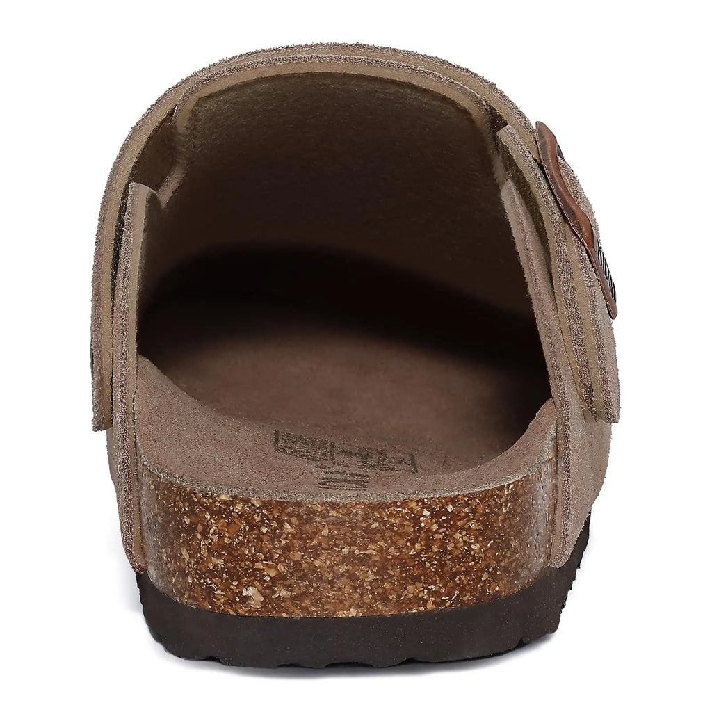 Asgard Women's Genuine Leather Clogs Soft Cork Footbed Cow Suede Mules With Adjustable Strap Fashion Comfort Slip on Slippers
