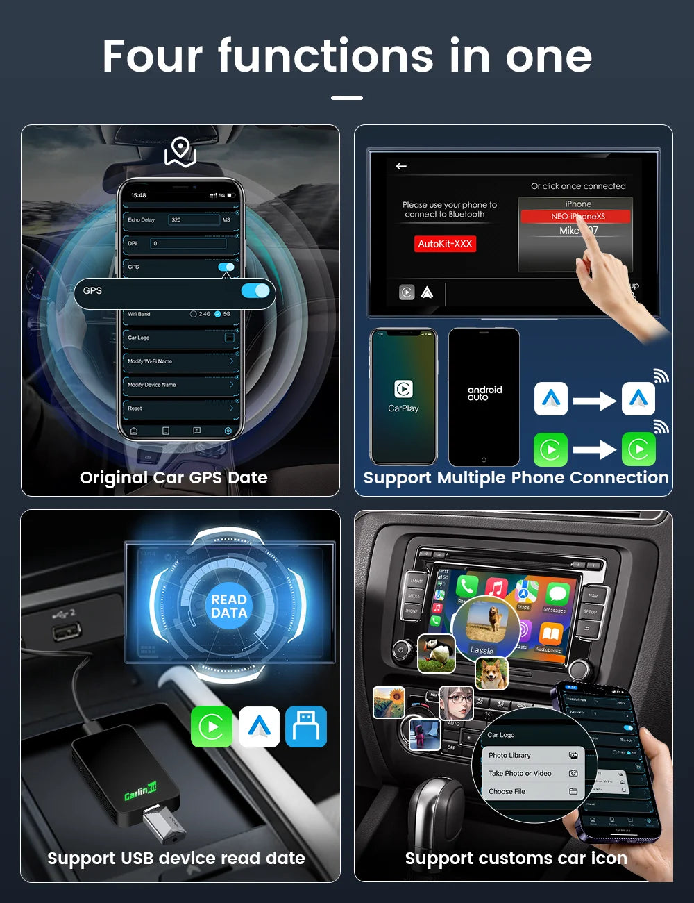 2026 CarlinKit 5.0 2Air Wireless Android Auto Box Portable CarPlay Wireless Dongle For Car Radio with Wired CarPlay/Android Auto