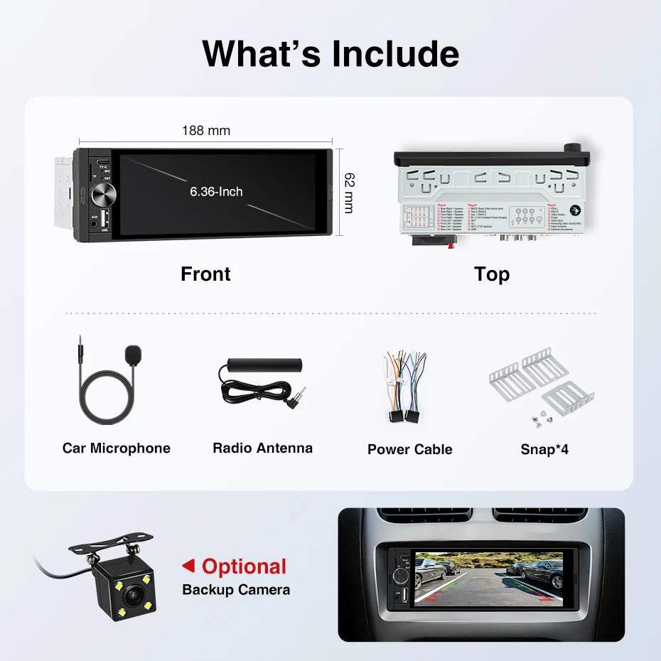 AINAVI Wireless Carplay Android Auto Universal Car Radio 1 Din HD IPS Touch Screen Car Multimedia Rear Camera MIC USB Type C 1280*720 Full In-Cell 1DIN Car Stereo BT 5.0