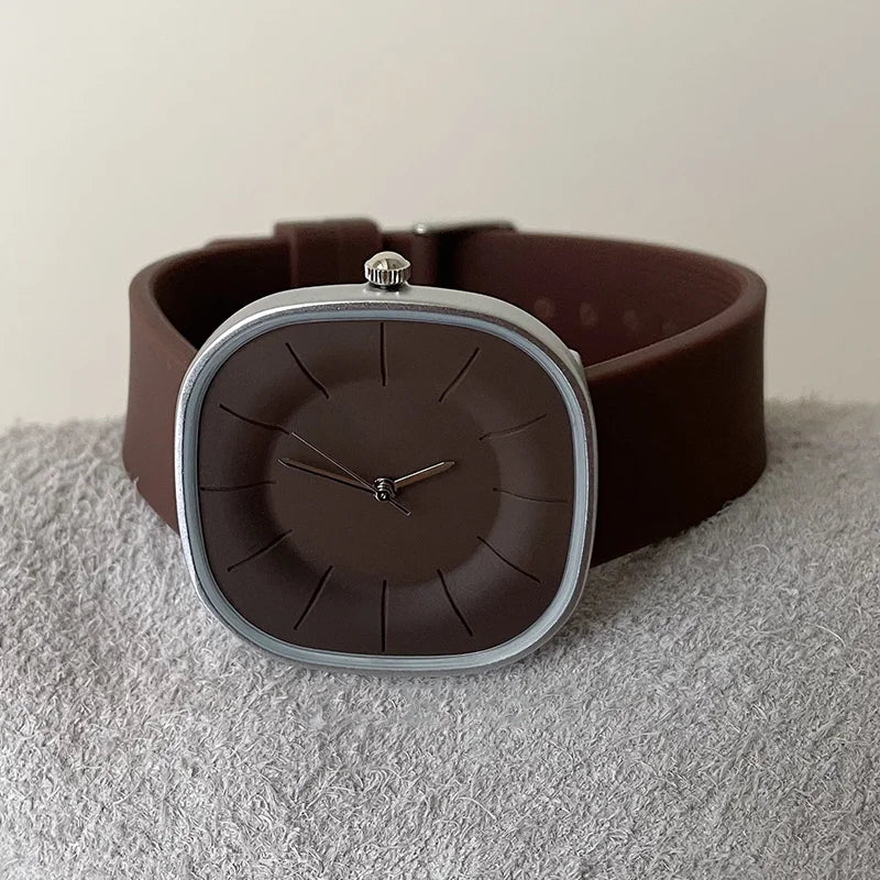 Luxury-inspired Dopamine Square-Face Watches for Women Silicone Strap, Waterproof Quartz Movement Women's Watch Student Gift