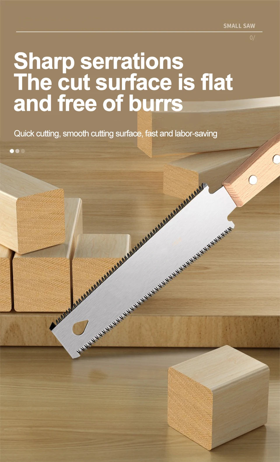 Japanese Style Hand Saw with Non-slip Wooden Handle Pull Type Flexible Flush Cut Woodworking Cutting Tool for Woodcraft