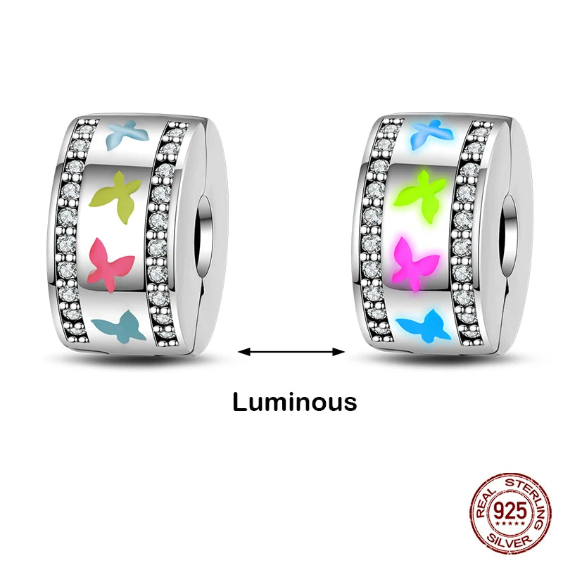 Hot Sale 925 Silver Glow in the dark Firefly Honeybee Star Charms Beads Fit Qikaola 925 Original Bracelets Fine DIY Jewelry Gift