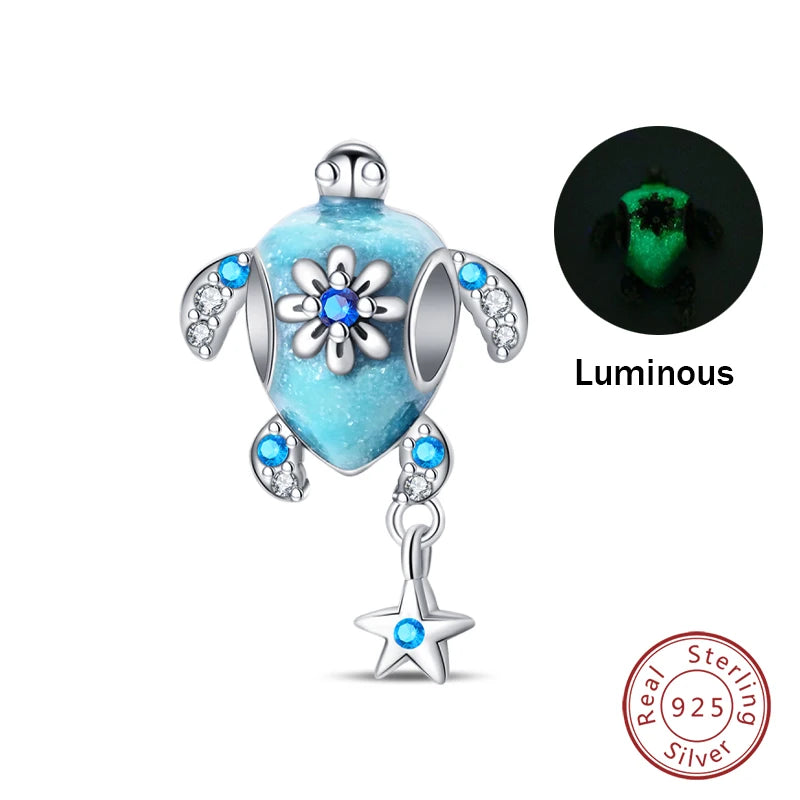 Hot Sale 925 Silver Glow in the dark Firefly Honeybee Star Charms Beads Fit Qikaola 925 Original Bracelets Fine DIY Jewelry Gift