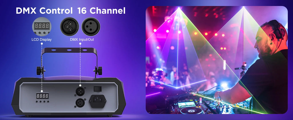 Somspot Full Color Laser Lights 3D Animation Laser Machine RGB Pattern Effect Lighting Projector for Wedding Party DJ Disco Club