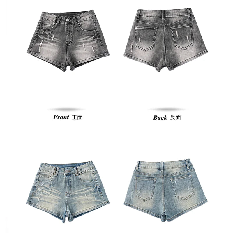 Women's Black Blue Casual Denim Shorts Y2K Harajuku High Street Fashion 2000S Aesthetic Retro Denim Clothing Shorts 2026  New