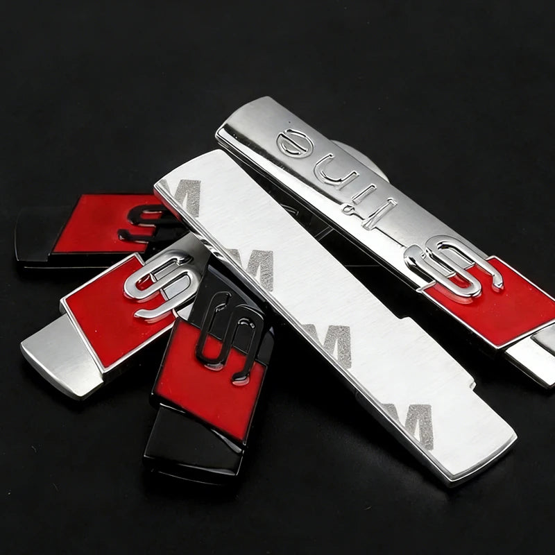 2Pcs 3D Metal S Line Logo Emblem Badge Stickers For Audi A3 A4 A5 A6 Q5 Q3 Q7 TT RS Car Side Fender Trunk Decoration Accessories