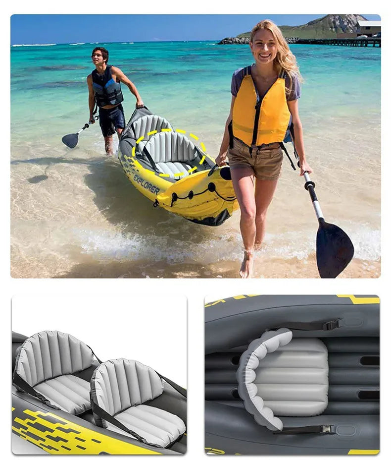 Double Kayaker INTEX 68307 Inflatable Dinghy Rafting Double Assault Boat Rafting Kayaker With Seat Outdoor Fishing Boat