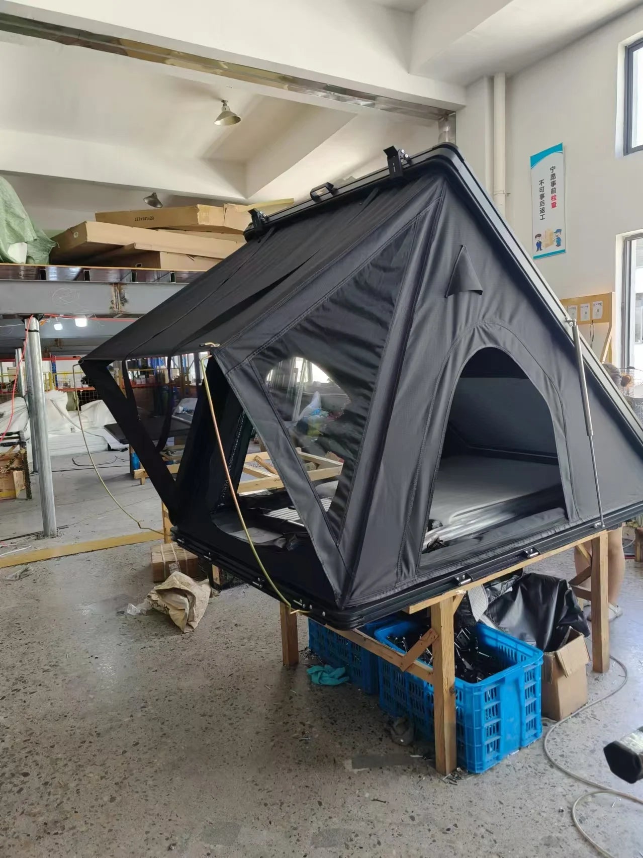 4x4x270cm Hard Shell Roof Top Tent, Waterproof Aluminum Rooftop Tent for Outdoor Camping