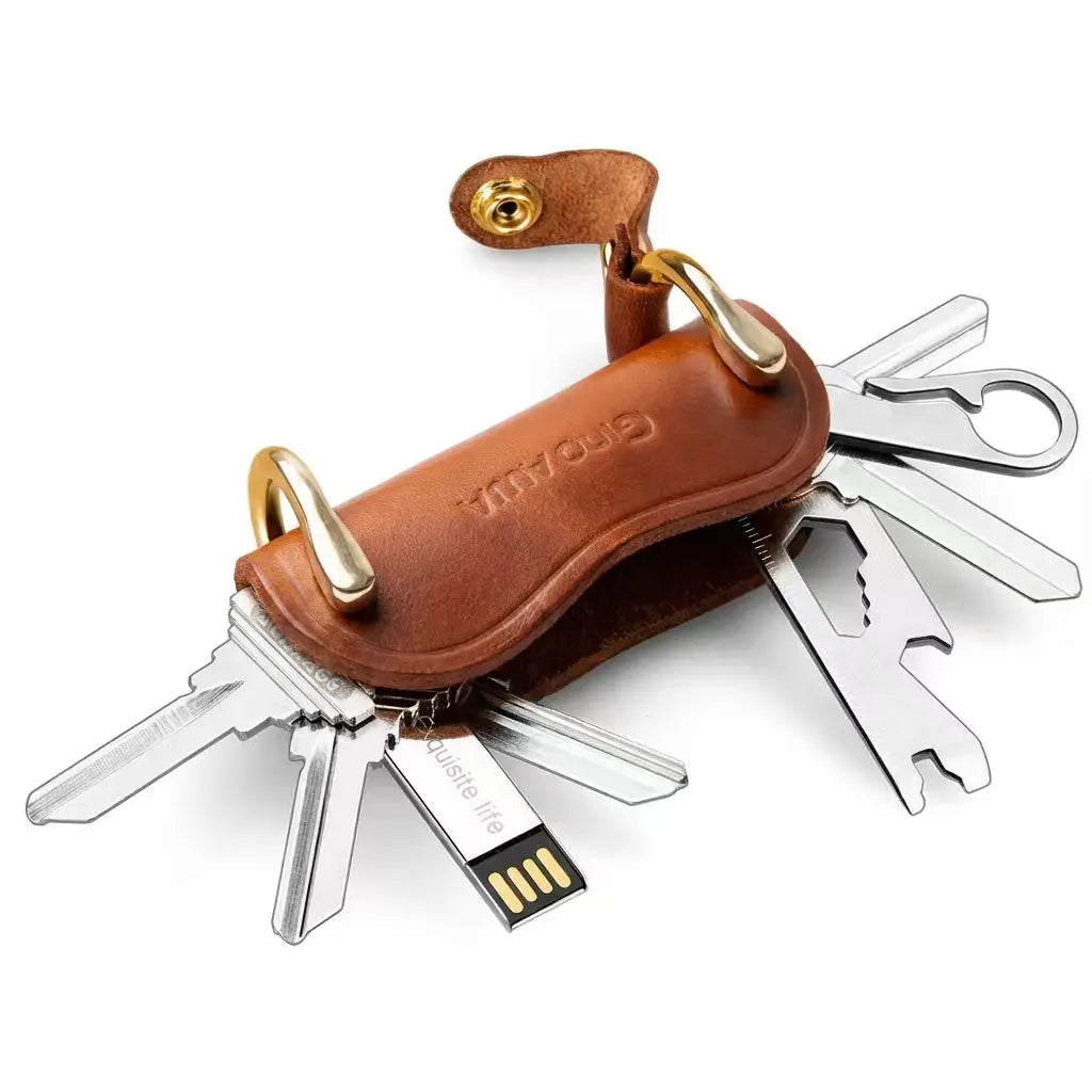 Brand New 100% Genuine Leather Smart Key Organizer Holder Key Chain Key Wallet Creative Travel Man Woman Gift