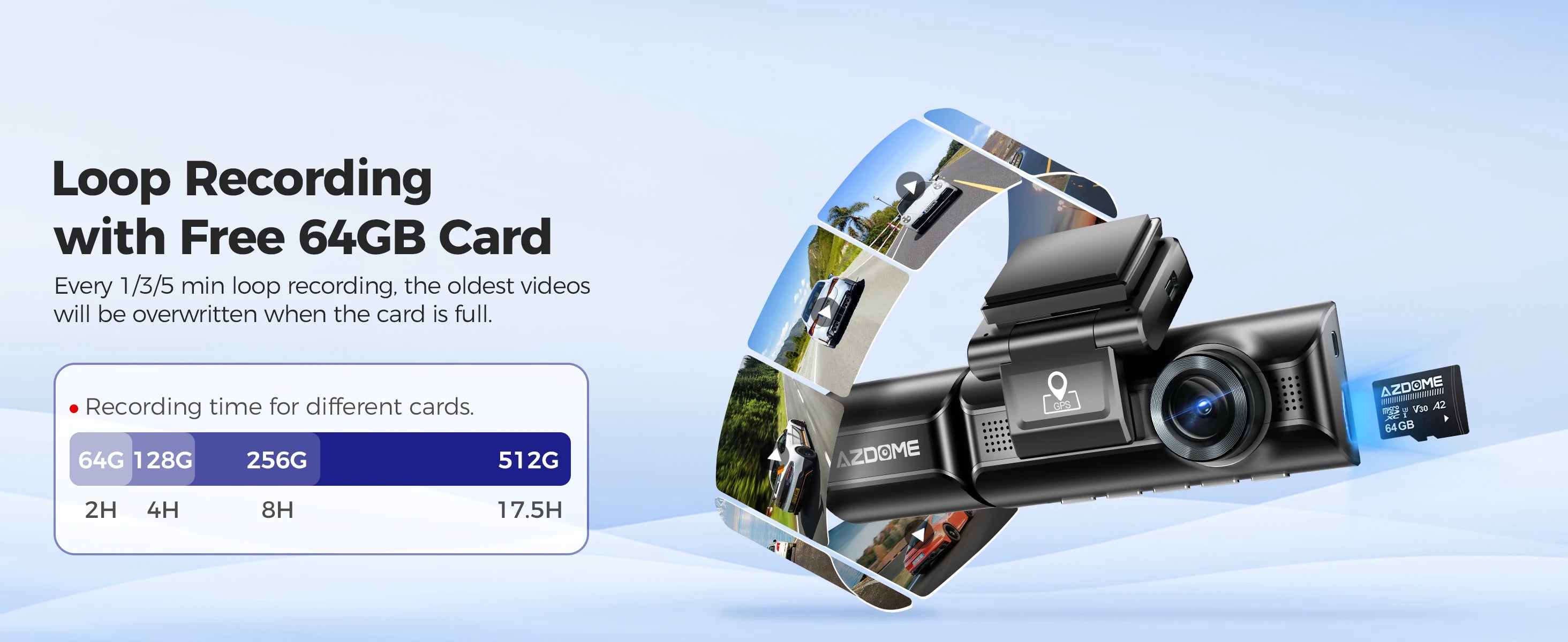 AZDOME 4K 3 Channel Dash Cam M550 Max Car Camera WiFi GPS Front and Rear Inside Recorder Car DVR IR Night Vision Parking Mode
