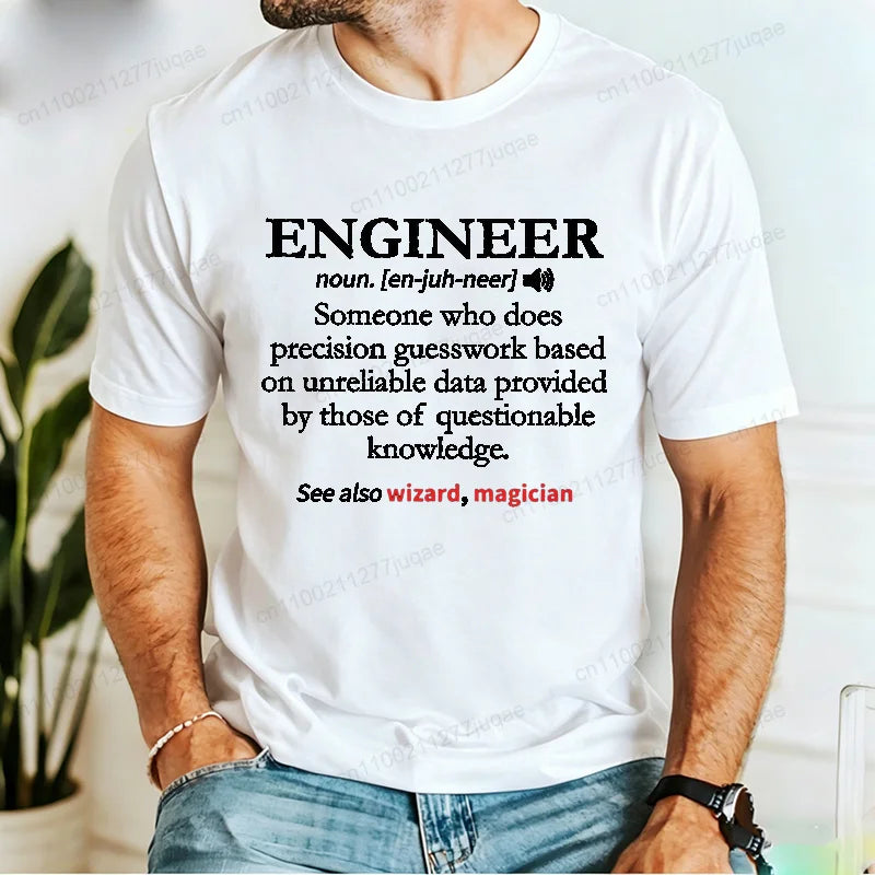 Summer Men's Retro T-Shirts Engineer Definition Shirt Tops Casual Fashion T-shirt Mechanical Engineering Gift TShirt Street Wear