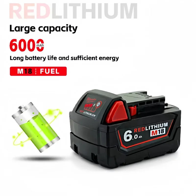 100% New Milwaukee M18 6.0Ah High Output Battery 18V Lithium-ion Rechargeable for Milwaukee M18 Cordless Power Tools 6Ah Battery