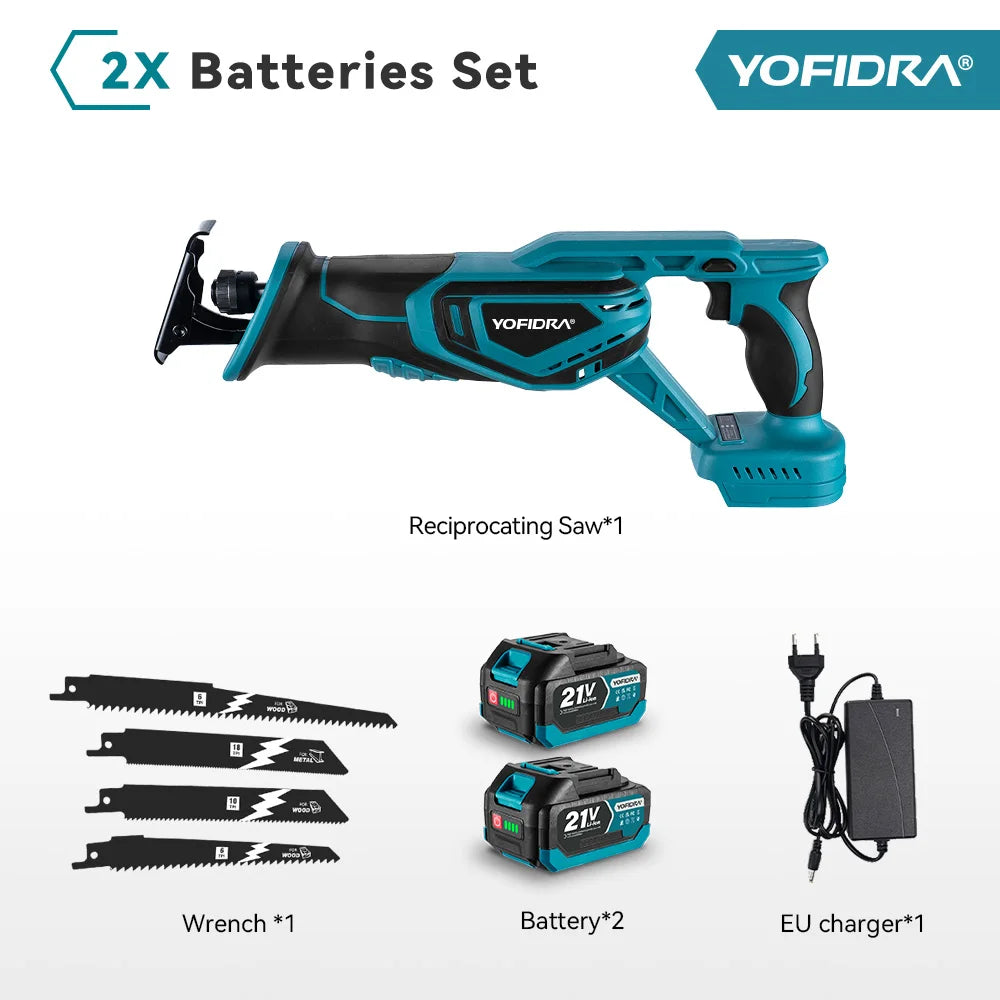 Yofidra Brushless Reciprocating Saw Handsaw Multifunction Electric Saw for Metal Wood Pipe Cutting For Makita 18-21V Battery Pin