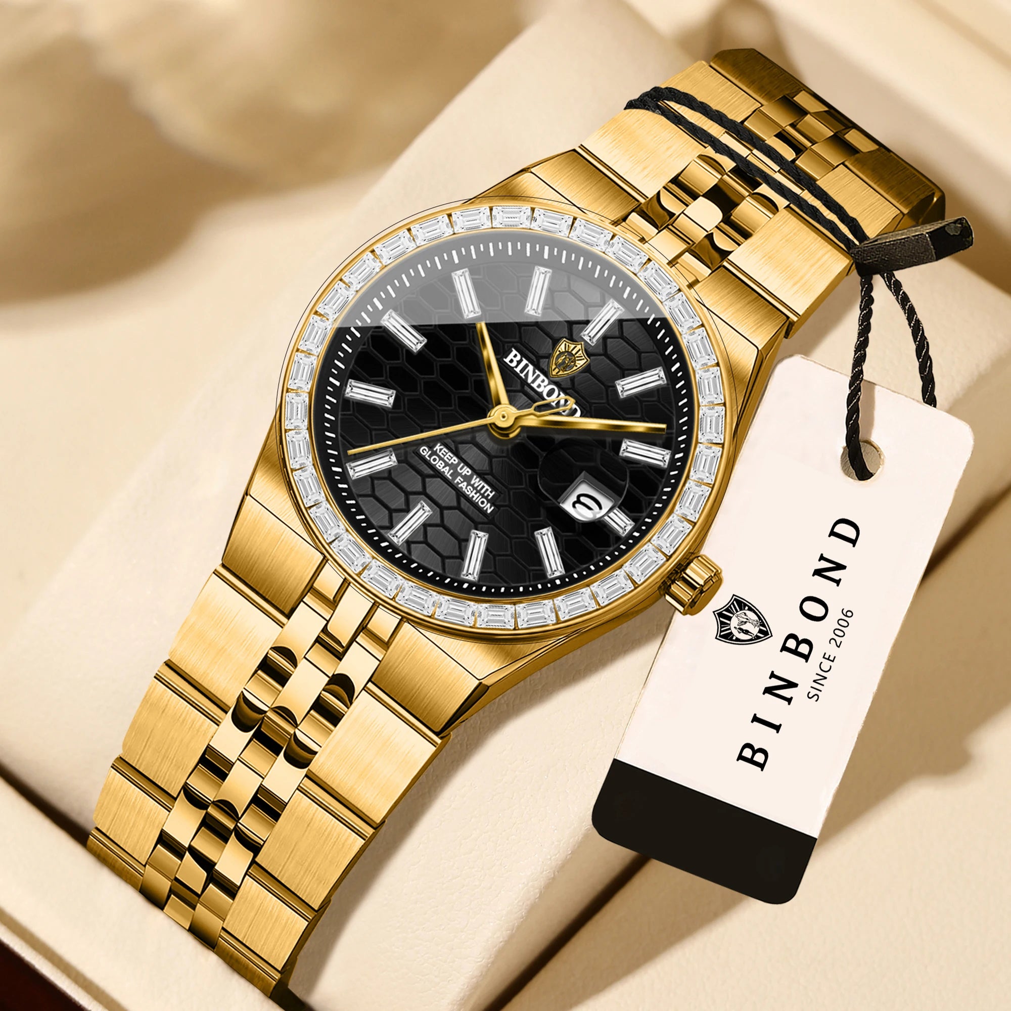 BINBOND Ladies Casual Accurate Quartz Wristwatches For Women Luxury Waterproof Sturdy Auto Date Women's Watches Fashion Reloj