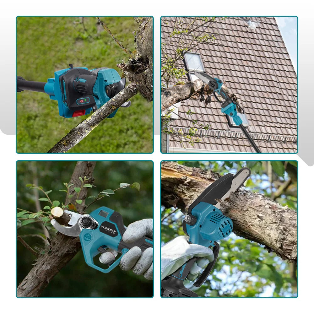 YOFIDRA Brushless Electric Chainsaw Telescoping Pole 3IN1 High Branch Saw Woodworking Pruning Power Tool For Makita Battery Pin