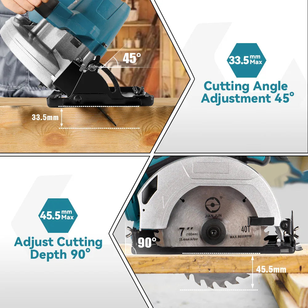 YOFIDRA 10800RPM 5/7 Inch Electric Circular Saw Handheld Multifunction Rechargeable Cutting Machine For Makita Battery Pin