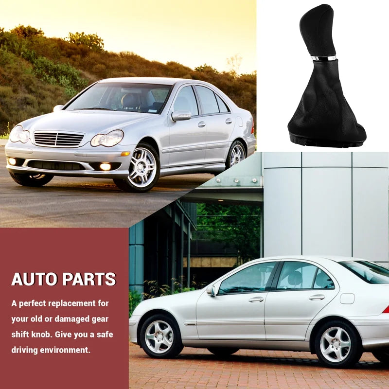 Black Automatic Gear Shift Knob With Gaitor Boot For Mercedes Benz W203 W204 Auto Accessories