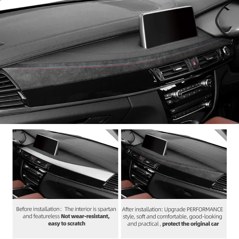 Pour BMW X5 F15 X6 F16 en Alcantara Tableau de Bord Panneau Garnitures Bandes Instrument Performance Autocollants Accessoires Intérieur de Voiture
