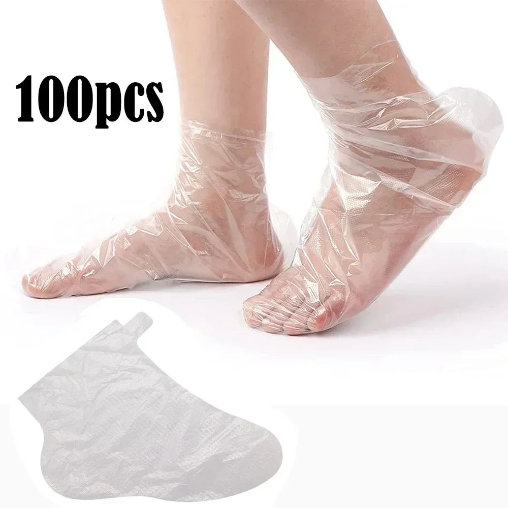 100PCS Disposable Foot Bags Detox SPA Covers Transparent Foot Mask Covers Moisturizing Pedicure Prevent Infection Remove Chapped
