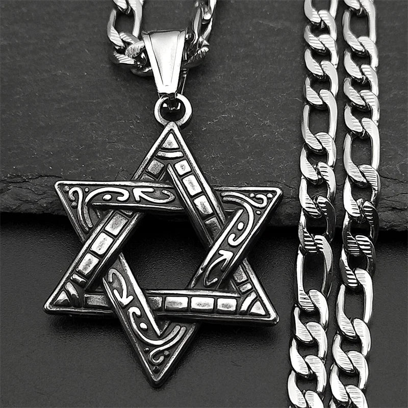 Stainless steel Star of David pendant, Jewish six-pointed symbol necklace, available in gold and silver, jewelry accessory