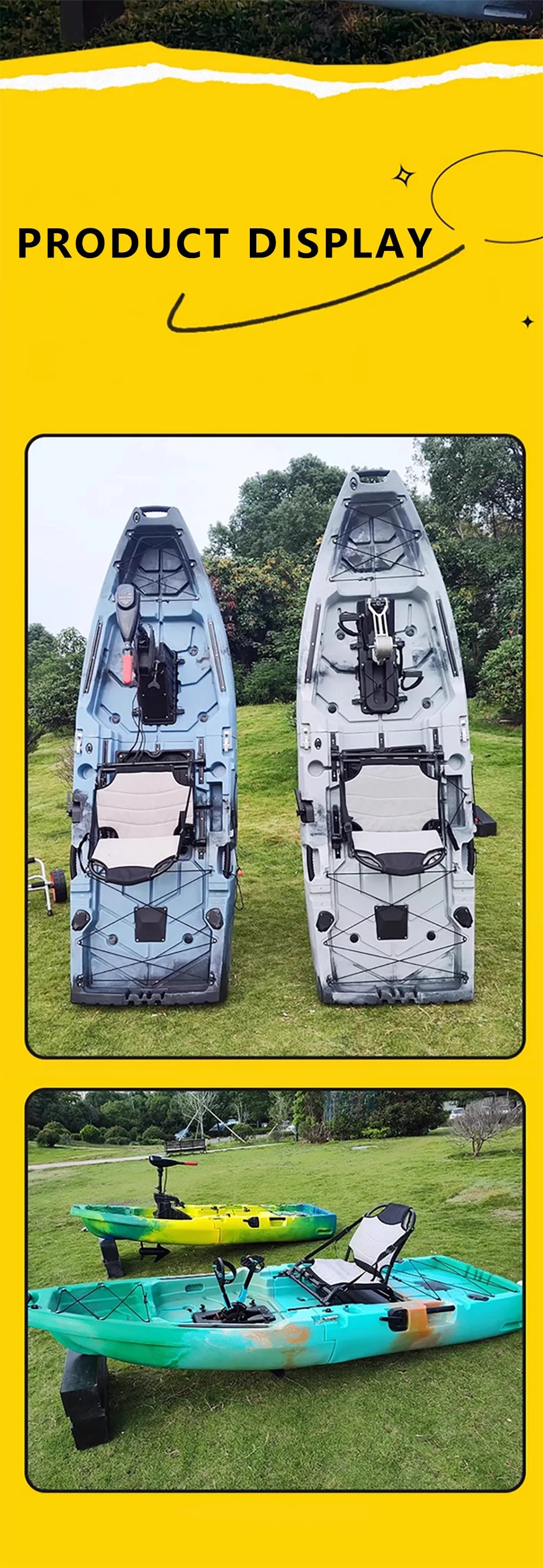 Modular Kayak Electric Pedal Driven HDPE Fishing Boat Portable Take Apart Canoe Motorized Lightweight Durable Accessories Gear
