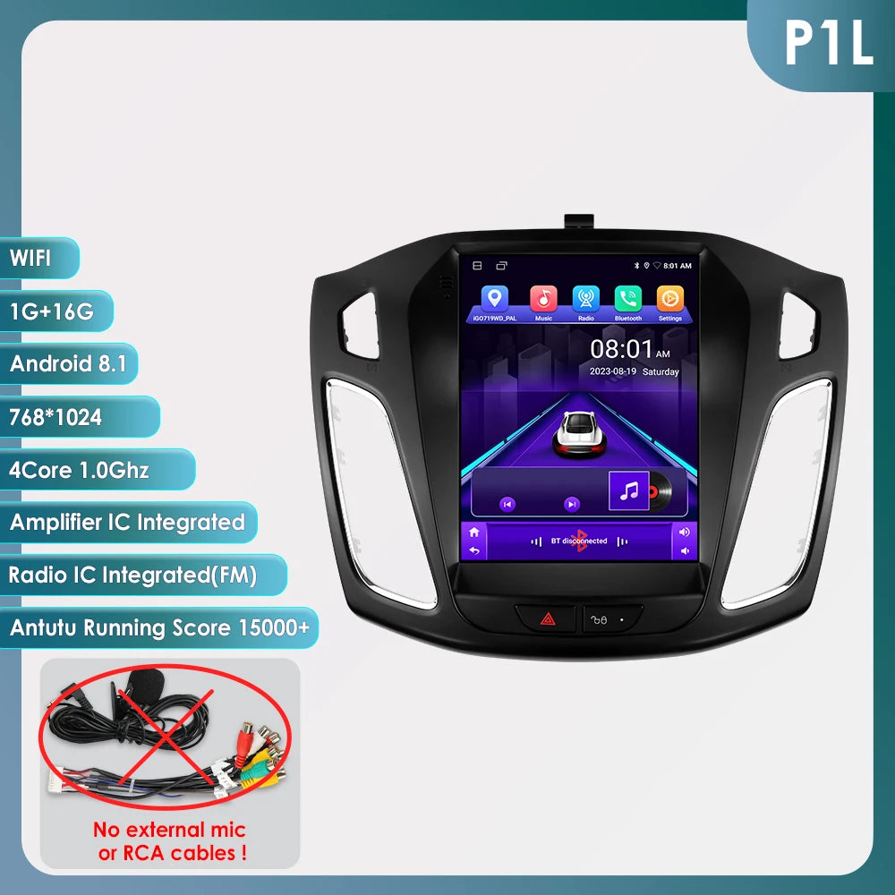 Hizpo 9.7" Car Radio for Ford Focus 3 Mk 3 2011 2012 - 2019 2 Din Android 14 Multimedia Video Player 2Din Carplay Auto Stereo