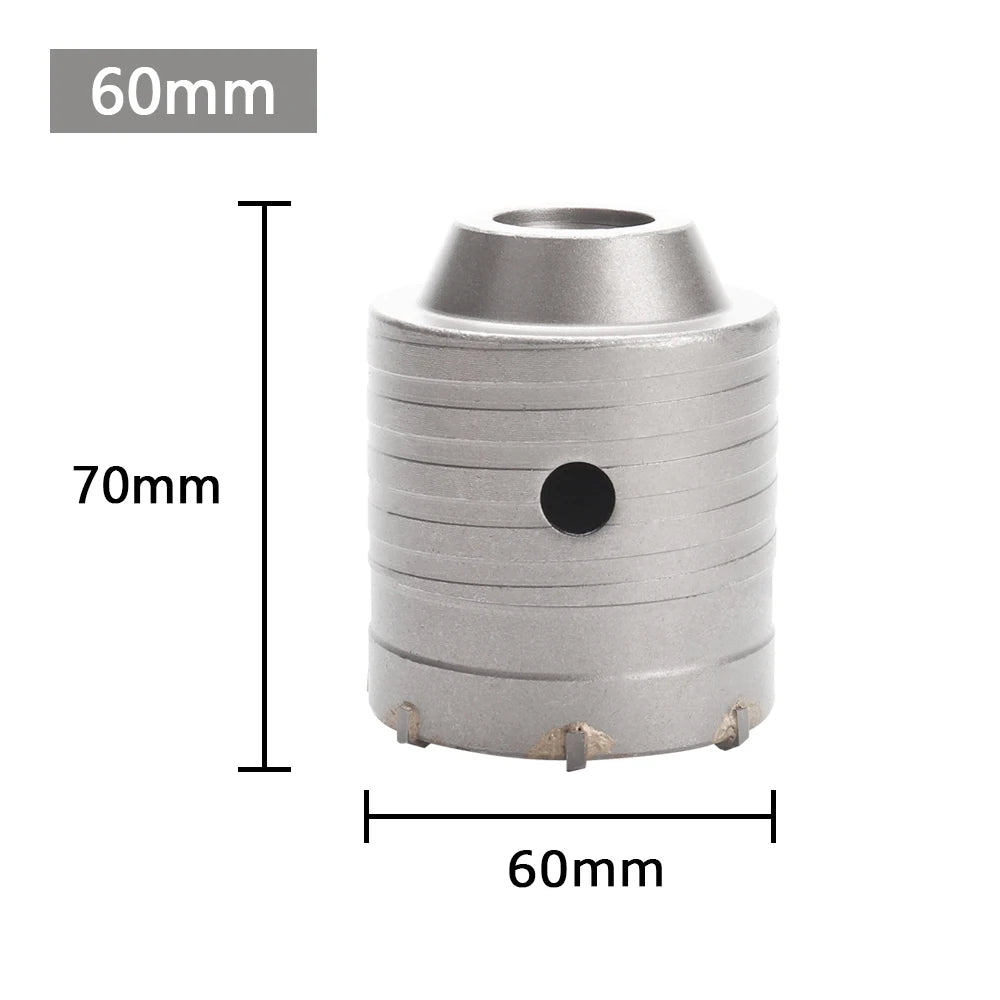 30-100mm Concrete Wall Hole Saw, SDS Plus Shank Impact Drill Bit, Suitable for Drilling Concrete, Brick, Stone and Walls