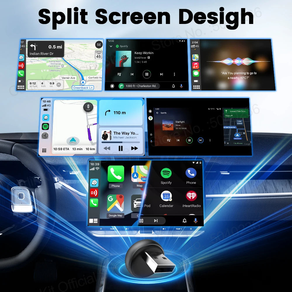 Mini Ultra 3 CarlinKit Wireless Android Auto & CarPlay Adapter 2.4Ghz&5Ghz WiFi BLE Auto Connect OTA Upgrade Mini Smart Car Box
