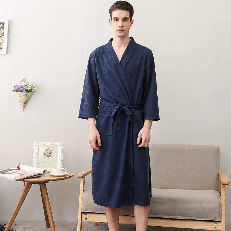 Custom Couple Bathrobe Embroidered with Names Logo Home Clothes Waffle Knit Bathrobe for Couples Hotel Spa Robe for Men Women