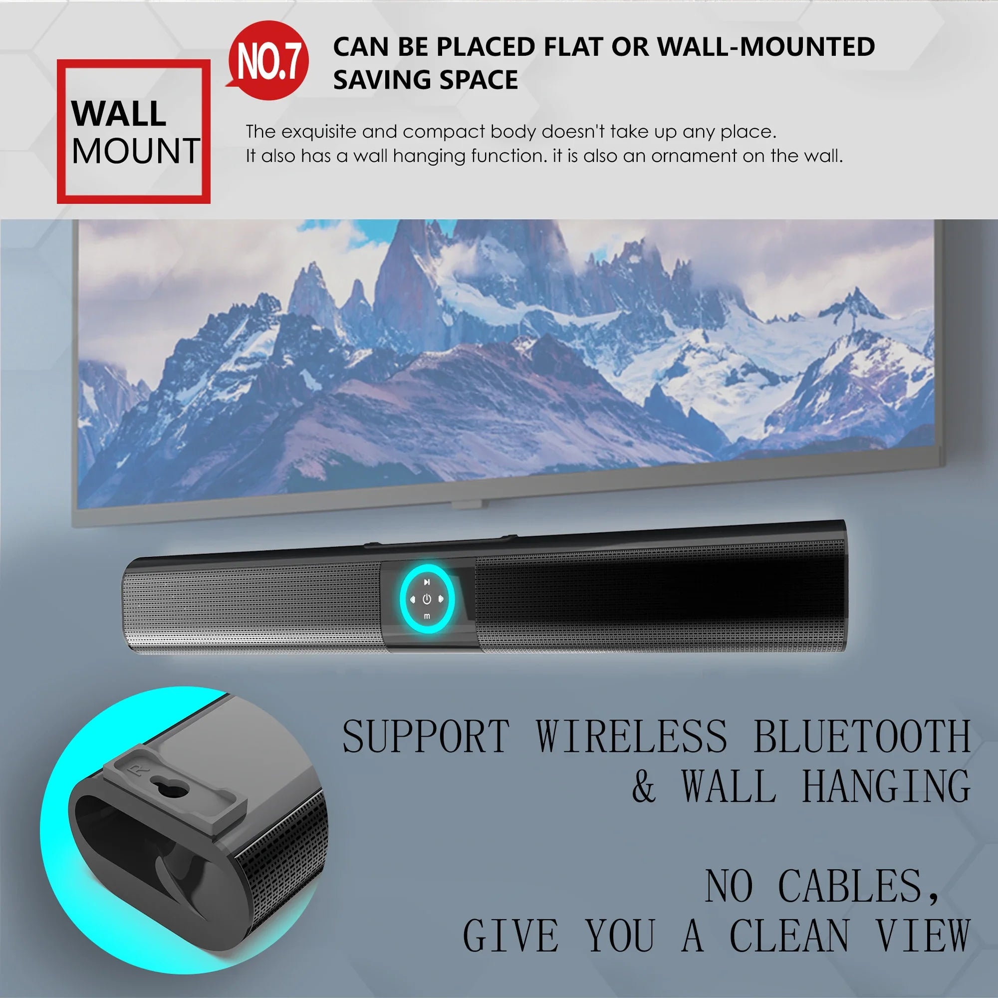 Wireless Bluetooth Sound Bar Speaker Super Power Wired Surround Stereo RGB Colorful Light  HIFI Home Theater TV Projector PC