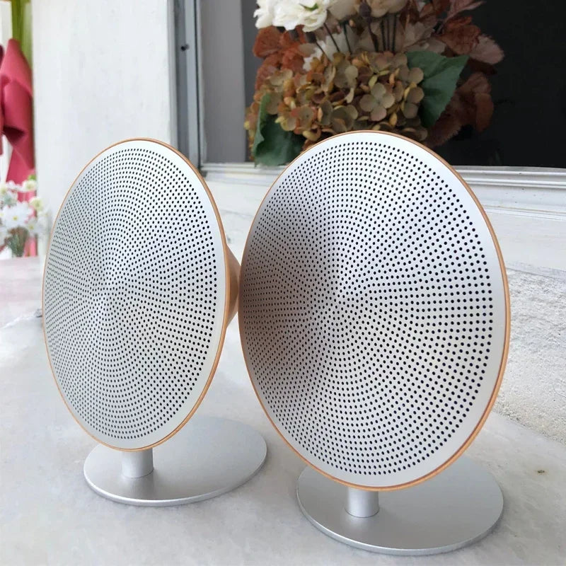 Enceinte stéréo de bureau Bluetooth avec caisson de basses à surface tactile métallique, en bois vintage élégant, prenant en charge le TWS.