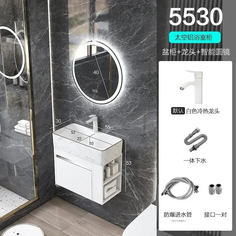 Compact Mini Bathroom Cabinet Minimalist Storage Ceramic Integrated Bathroom Vanity Cabinet Modern Archivadores Trendy Furniture