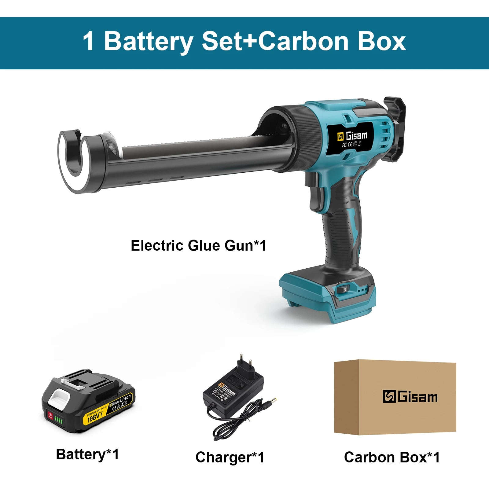 Pistolet à Colle Électrique Sans Fil Gisam, Pistolet à Calfeutrer le Verre Multifonctionnel, Outil Électrique Adhésif pour Batterie Makita 18V à Broche