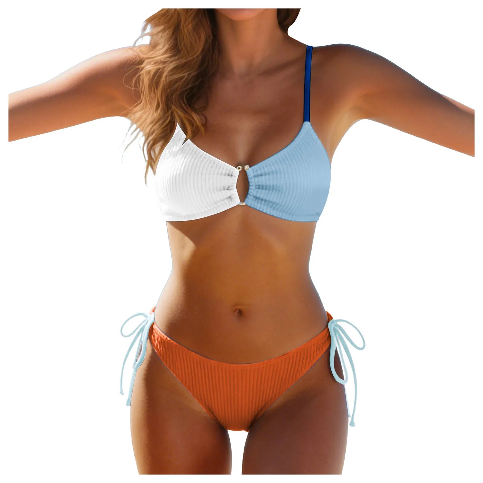 Women High Waisted Bikini Sexy Push Up Two Piece Swimsuits Vintage Swimsuit Two Piece Retro Ruched High Female Thong Bikinis Set
