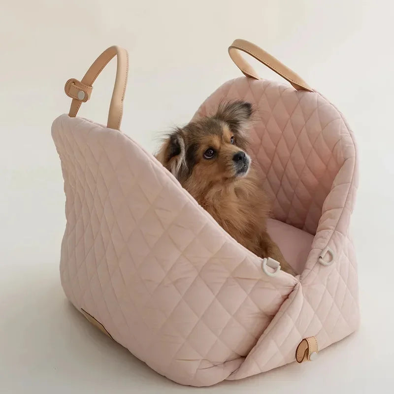Portable Washable Dog Carrier Handbag Luxury Car Seat Pet Travel Bed Small Dog Cat Puppy Carrier Tote Safety Pet Booster Pet Bag