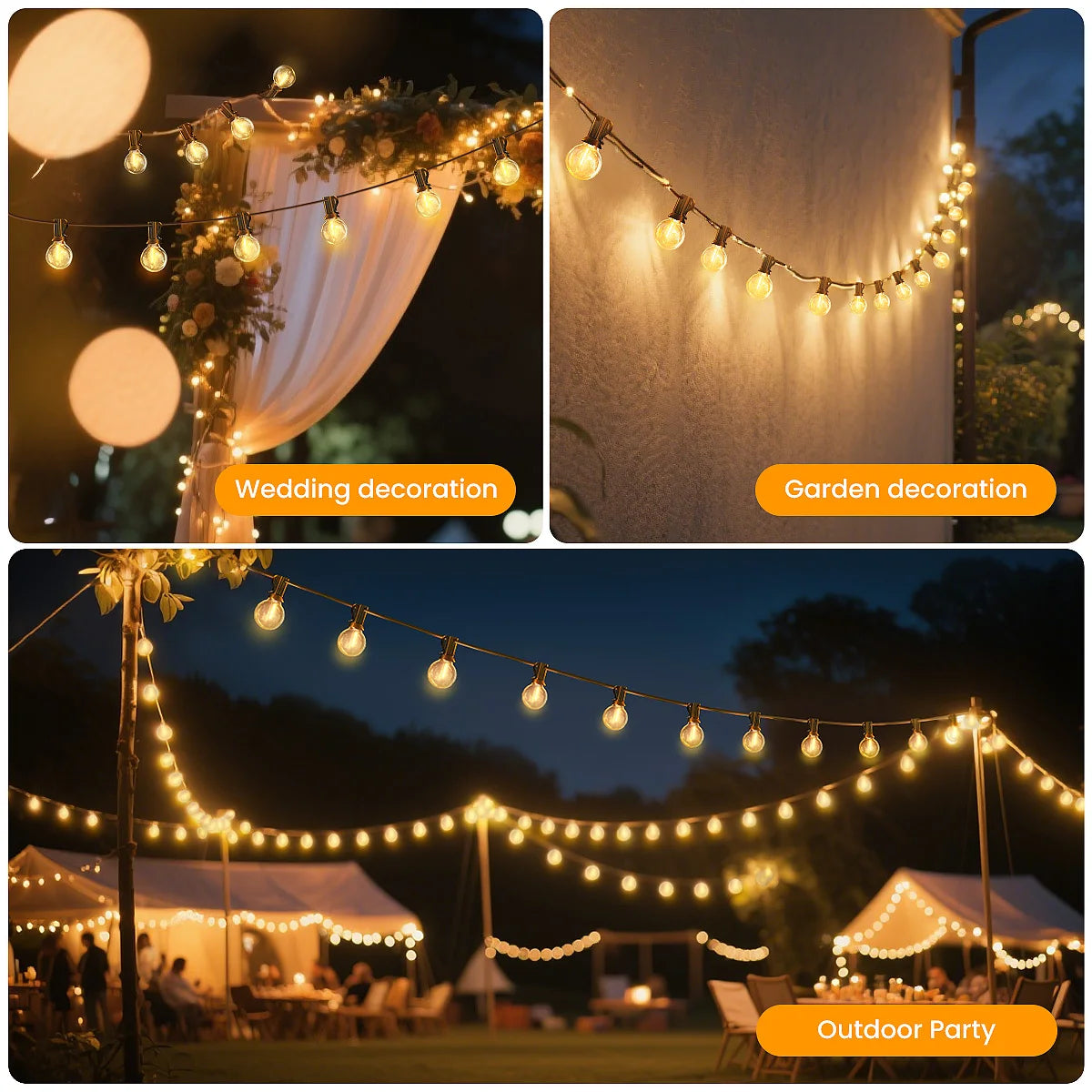 outerdoor G40 String light, 5M/30M/45M,  Christmas String Lights, LED Outdoor Patio Lights String with G40 bulbs