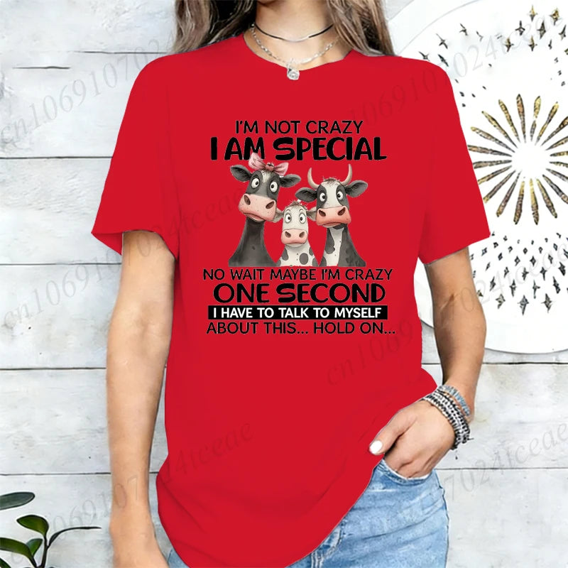 T-shirt Femme "I'm Not Crazy I'm Special" Vêtement Vintage Hip Hop Streetwear Manches Courtes Col Rond T-shirt Décontracté