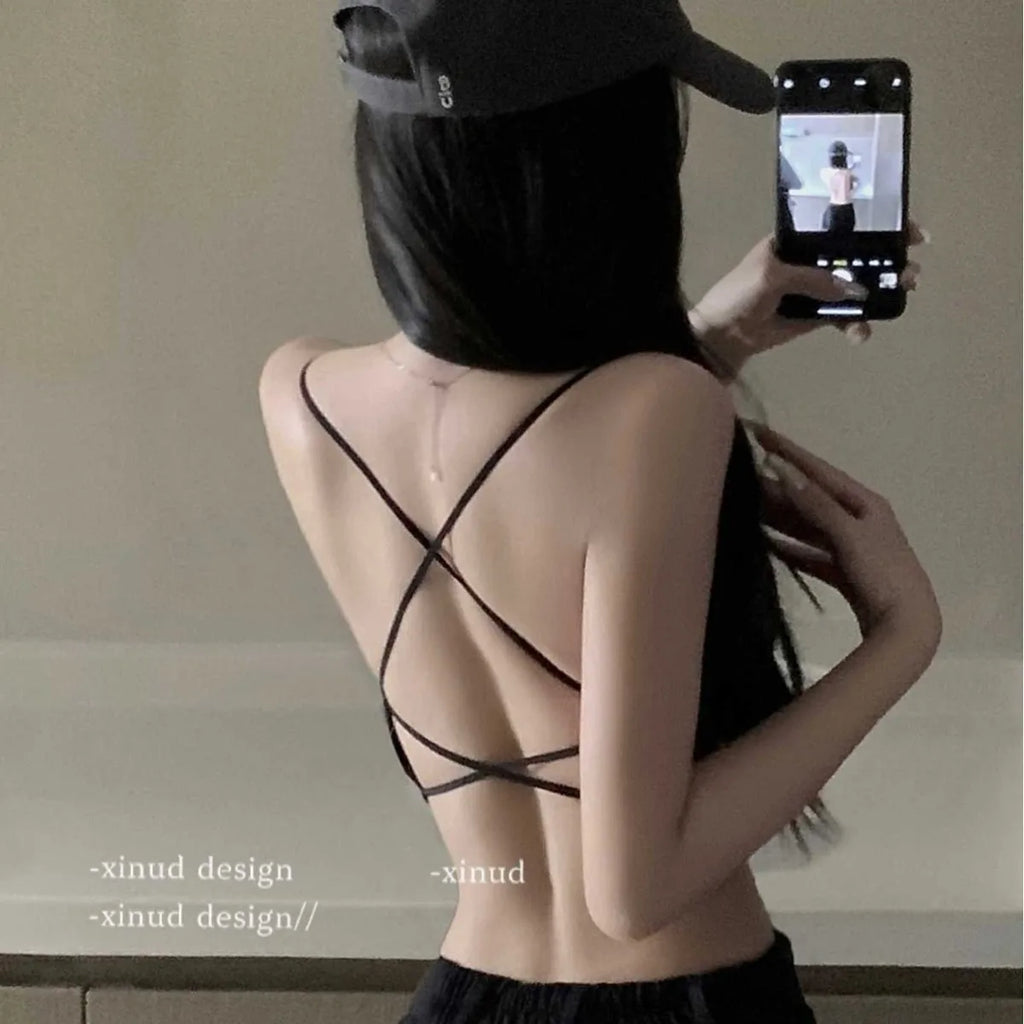 Women's Bras, Backless Lingerie, Strapless Bras, Backless Wrap-Around Bras with Pads, Underwear, Strapless Bras, Teenage Lingeri