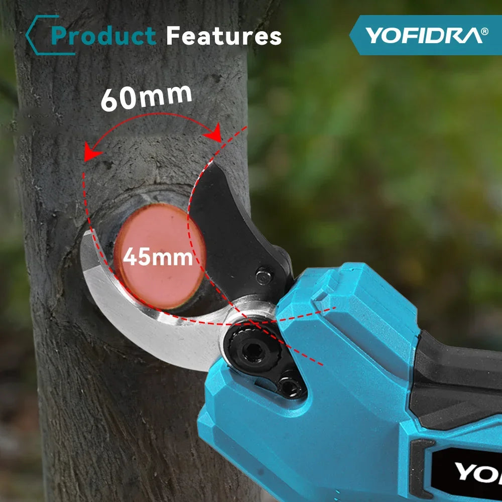 YOFIDRA 60mm AI Gears Control Brushless Electric Pruner Cordless Tree Bonsai Pruning Electric Scissors For Makita 21V Battery