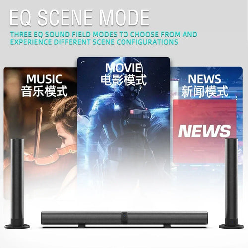 Barre de son TV Bluetooth 120W BS-56 avec connexions AUX/BT/OPT, système de son home cinéma détachable 2-en-1, barre de son FM