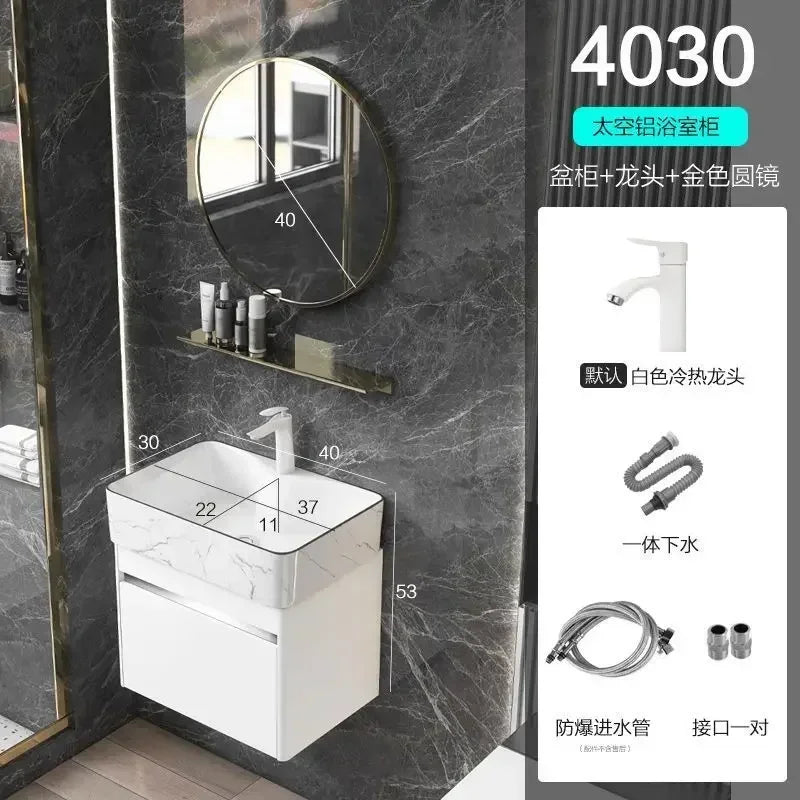 Compact Mini Bathroom Cabinet Minimalist Storage Ceramic Integrated Bathroom Vanity Cabinet Modern Archivadores Trendy Furniture