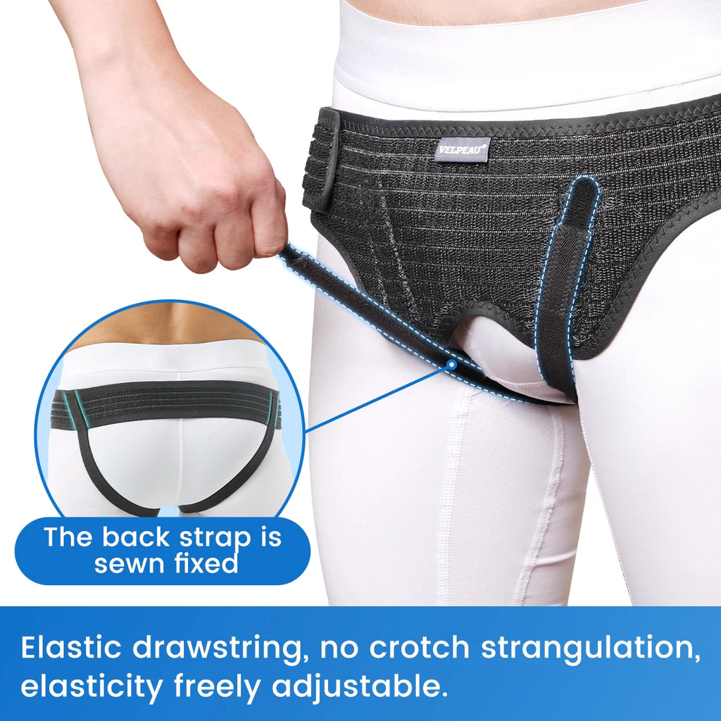 VELPEAU Hernia Belt for Single/Double Inguinal and Groin Hernia Pain Relief, Hernia Support Truss with 4 Compression Pads